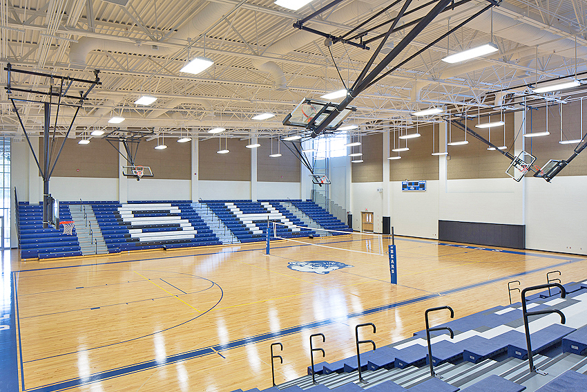 View of Sylvan Hills Middle School gymnasium in North Little Rock, AR.