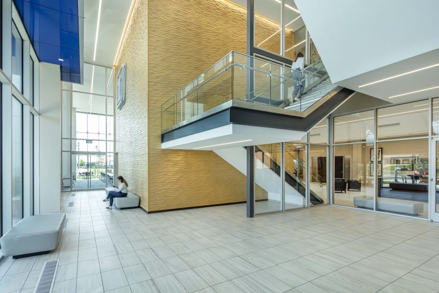 First National Financial Park lobby and staircase in Jonesboro, AR