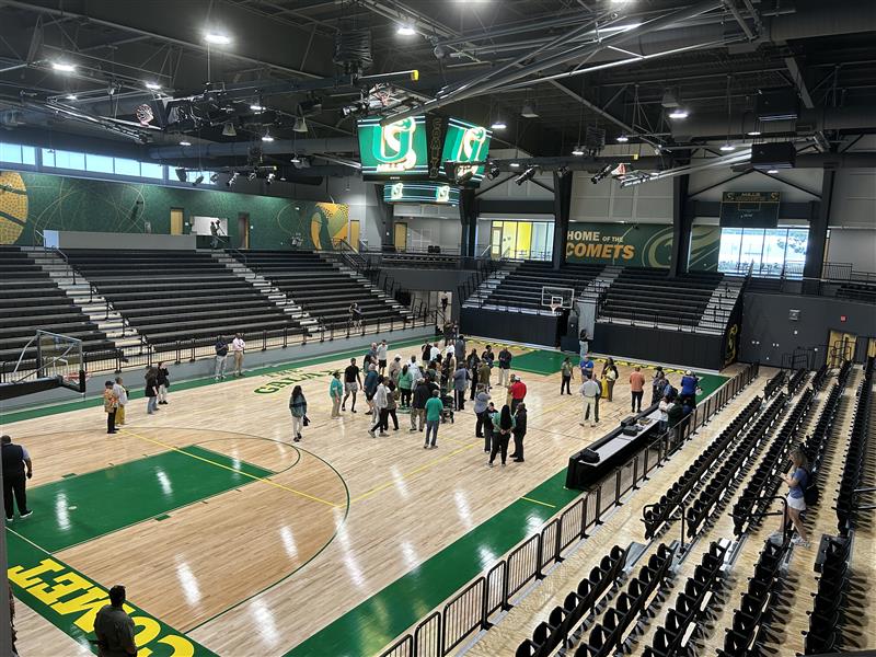 Multi-purpose gymnasium at Mills University Studies High School designed by WDD Architects in Little Rock, Arkansas.
