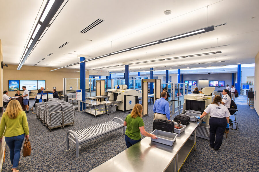 Passenger security checkpoint at Northwest Arkansas Regional Airport (XNA) in Fayetteville, AR.