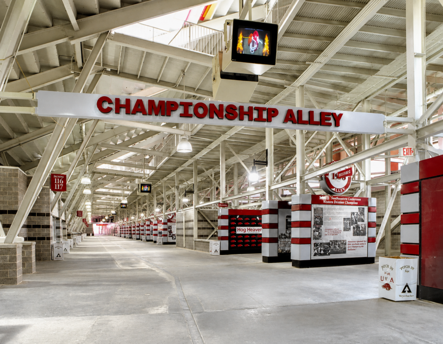 Championship Alley inside Donald W. Reynolds Razorback Stadium at the University of Arkansas