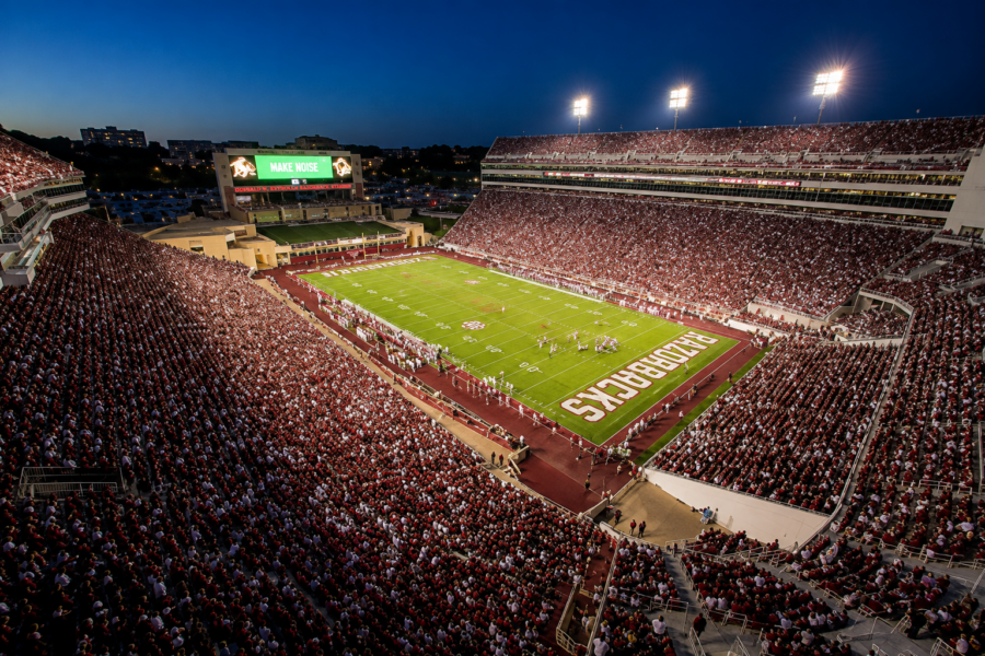 Aerial view of Razorback stadium