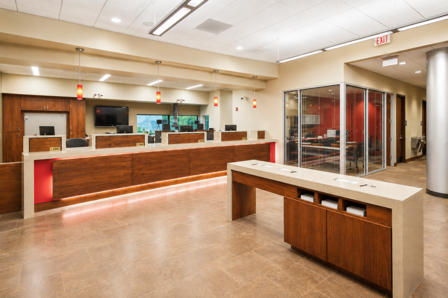 First Arkansas Bank & Trust banking interior designed by WDD Architects