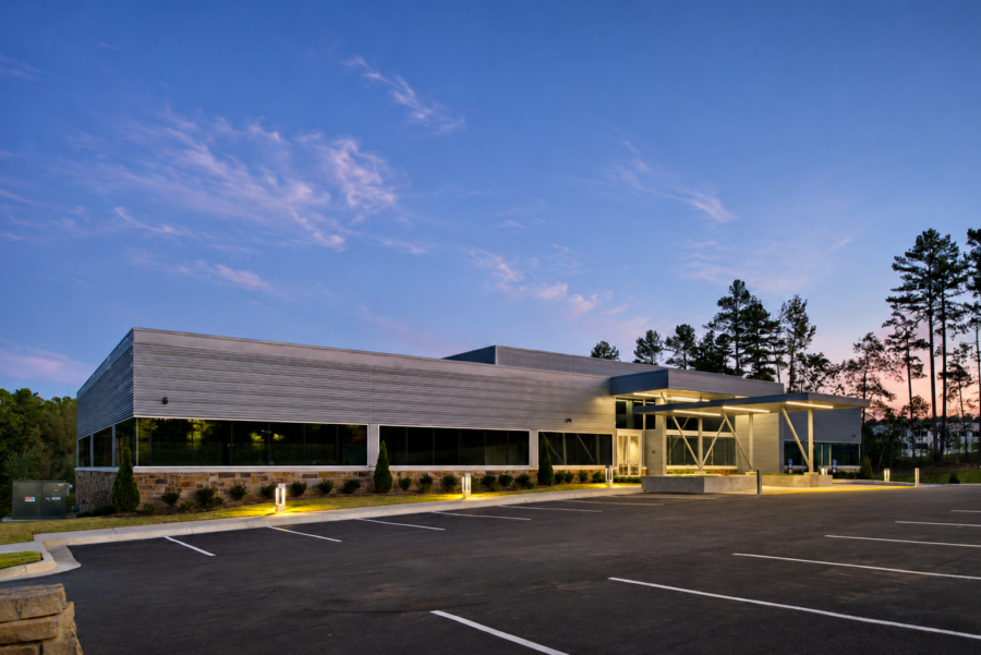 Evening view of the exterior of Outpatient Surgery Center in West Little Rock, AR