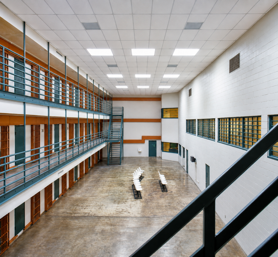 Secure inmate housing area at the Tucker Maximum Security Unit in Tucker, Arkansas