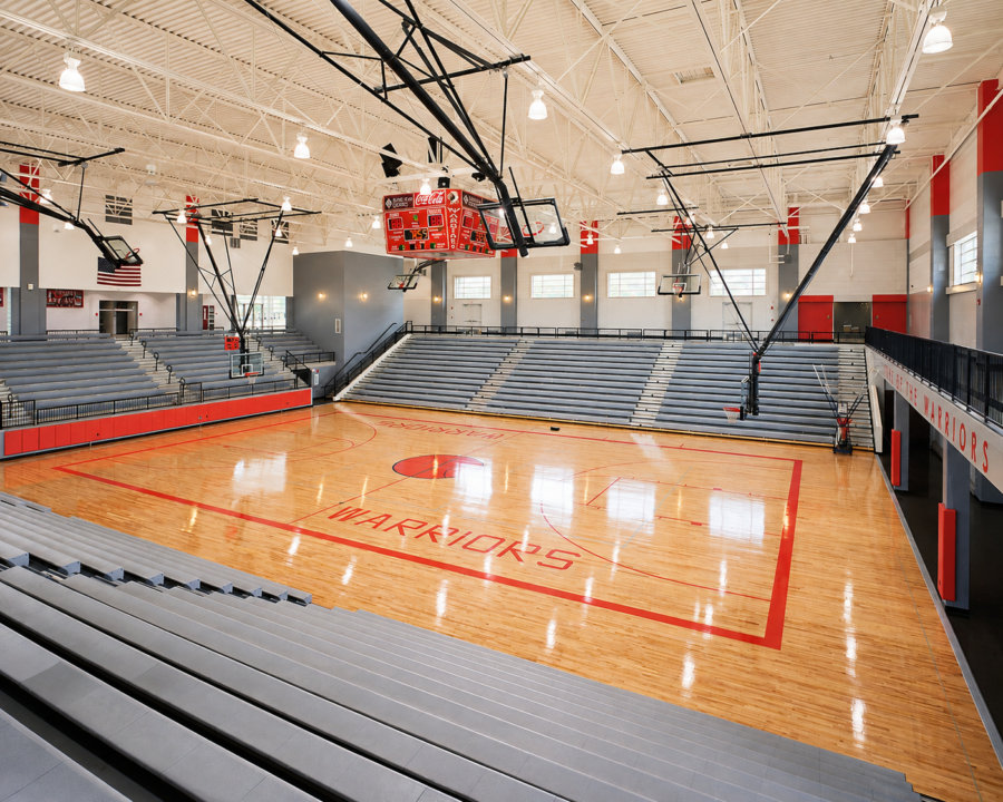 Interior view of Hall High School gymnasium in Little Rock, AR
