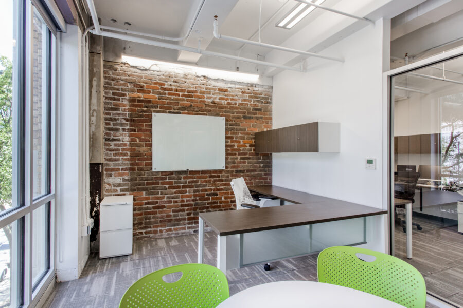 Little Rock Technology Park interior featuring exposed brick and modern finishes