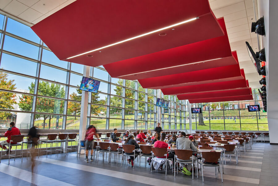 Interior view of student center at the Jerry Jones Student-Athlete Center.