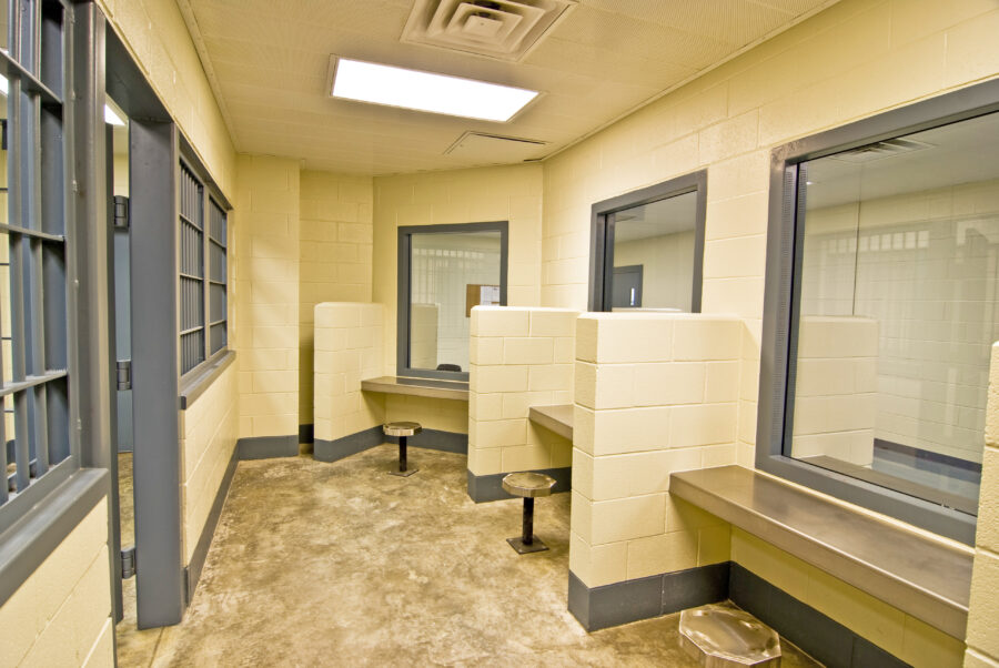 Visitor area inside the Ouachita River Correctional Unit in Malvern, Arkansas