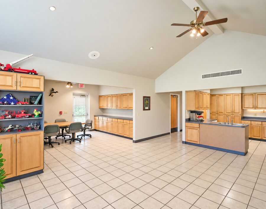 Living and kitchen area at Fayetteville Fire Station #4 in Arkansas designed by WDD Architects.