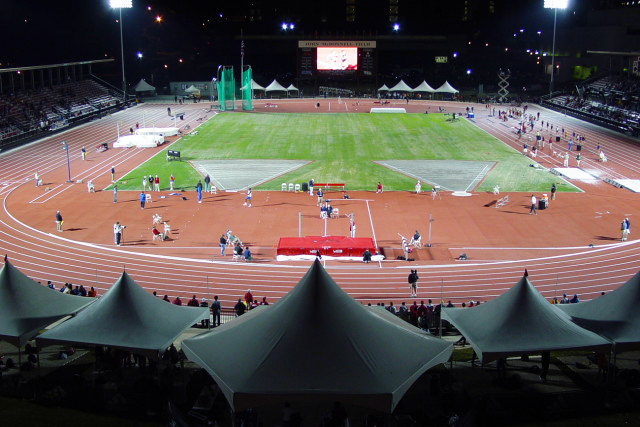 University of Arkansas John McDonnell Field during a track and field competition