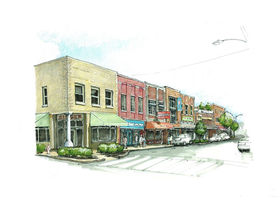 WDD Architects concept renderings showing revitalization ideas for historic downtown Camden, Arkansas.