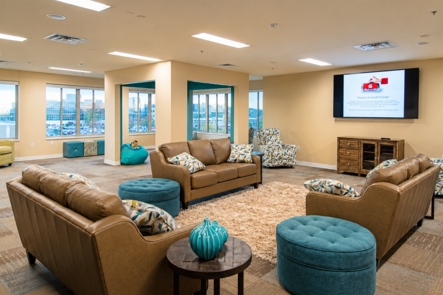 Family lounge and gathering space at Ronald McDonald House in Little Rock, Arkansas