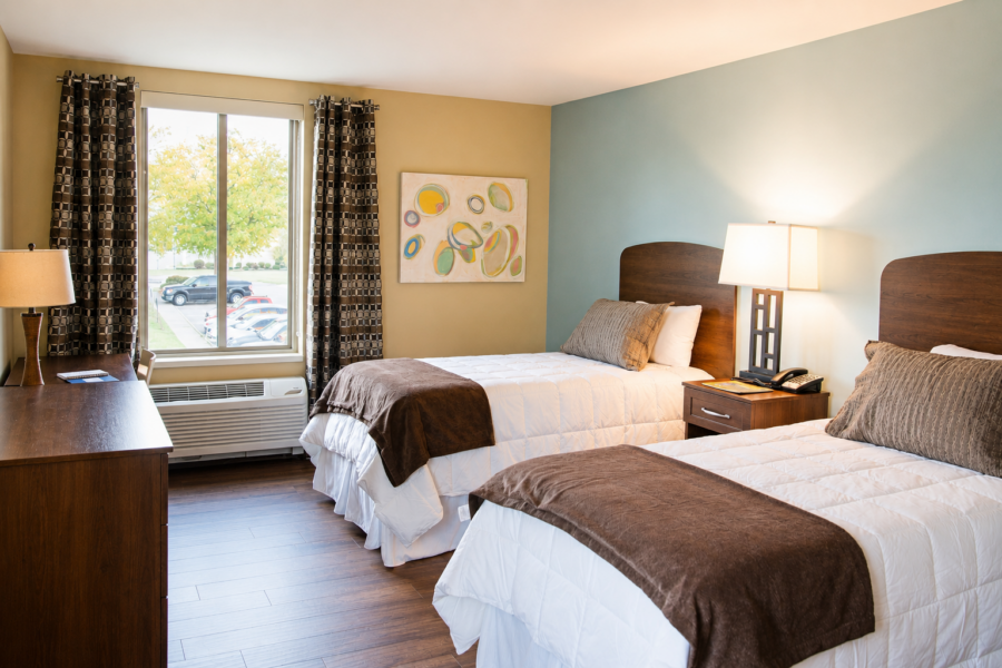 Family guest room with two beds at Ronald McDonald House in Little Rock