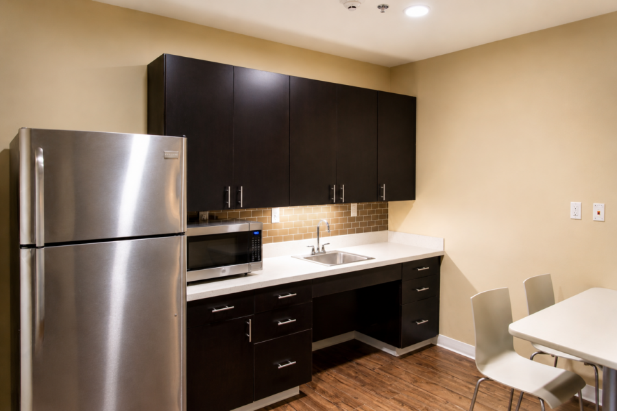 Guest kitchenette at Ronald McDonald House Charities of Arkansas, designed by WDD Architecs