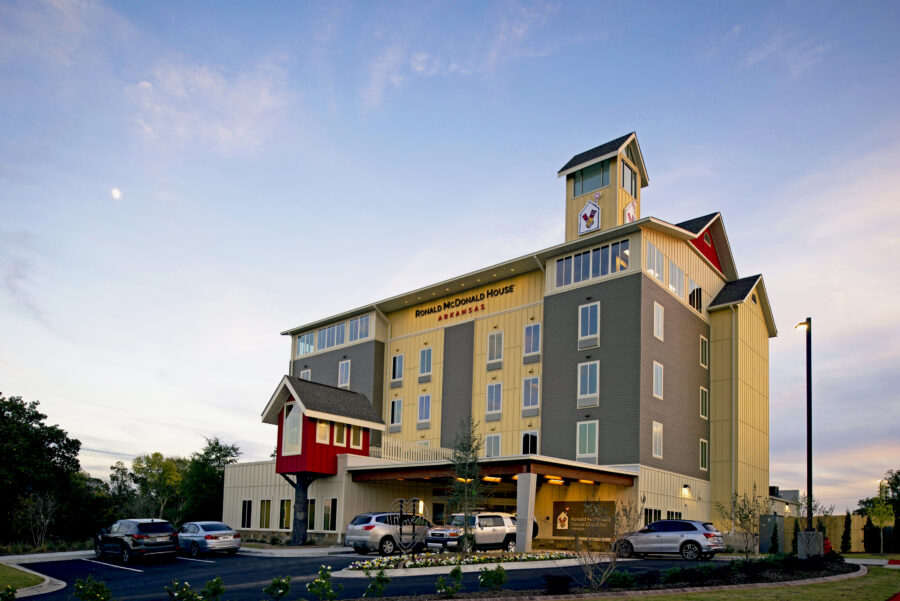 Evening view of Ronald McDonald House in Little Rock, AR