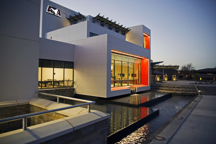 Water feature at ATA International World Headquarters symbolizing the transfer of martial arts knowledge