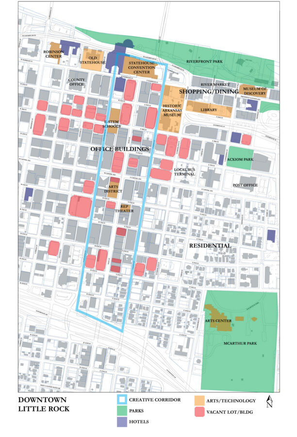 Little Rock Creative Corridor Study Master plan of downtown Little Rock's Creative Corridor area.