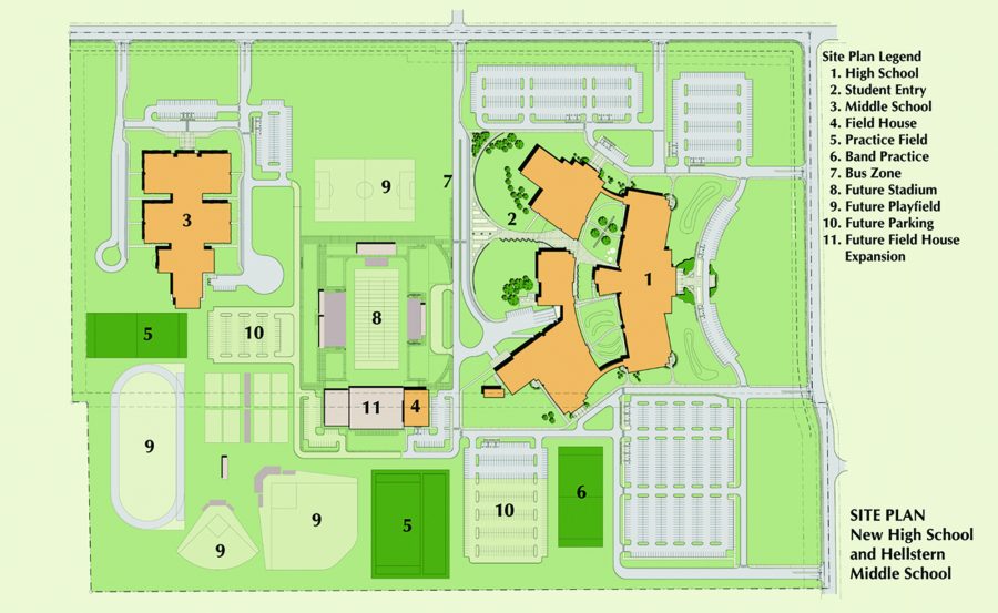 Har-Ber High School master plan as part of the Springdale School District larger master plan by WDD Architects.