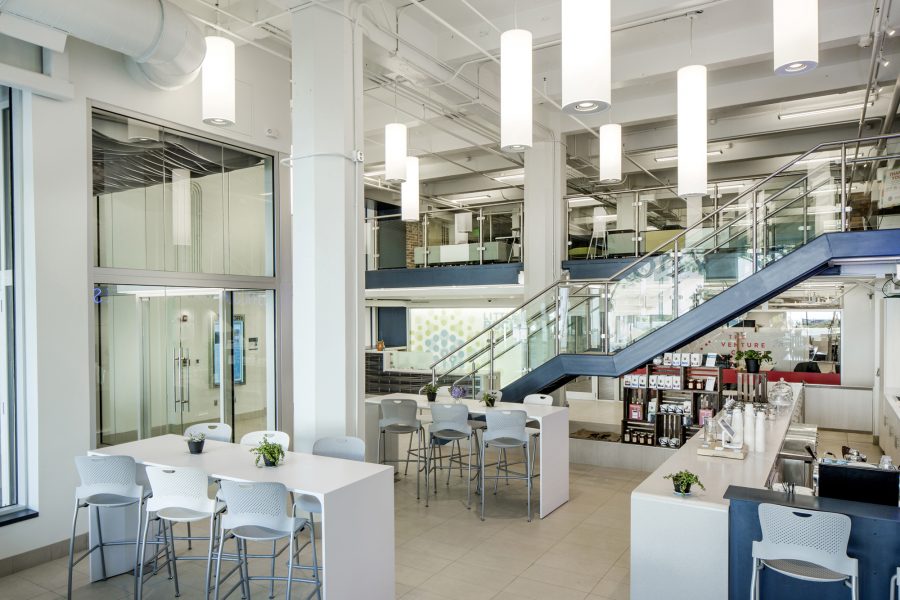 Lounge and cafe at Little Rock Tech Park building in Little Rock, Arkansas