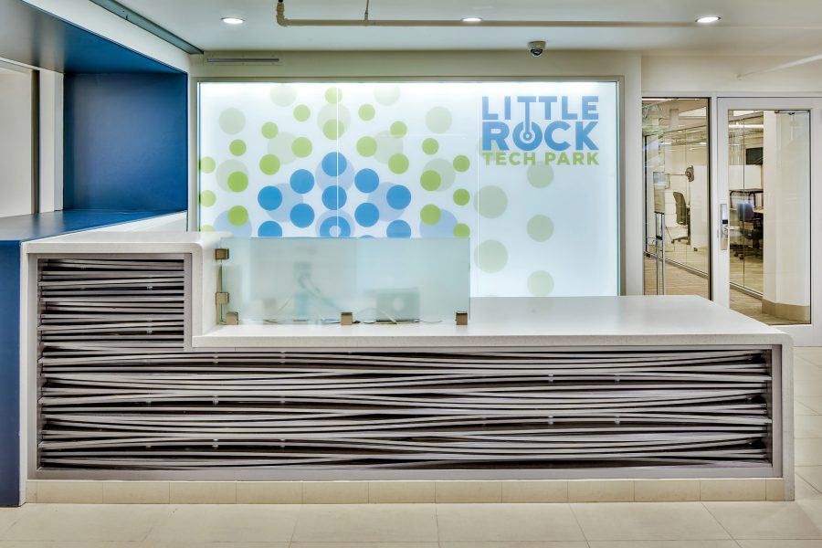 Lobby entrance at Little Rock Tech Park building in Little Rock, Arkansas