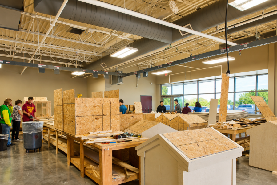 View of carpentry workshop at Don Tyson School of Innovation in Springdale, AR