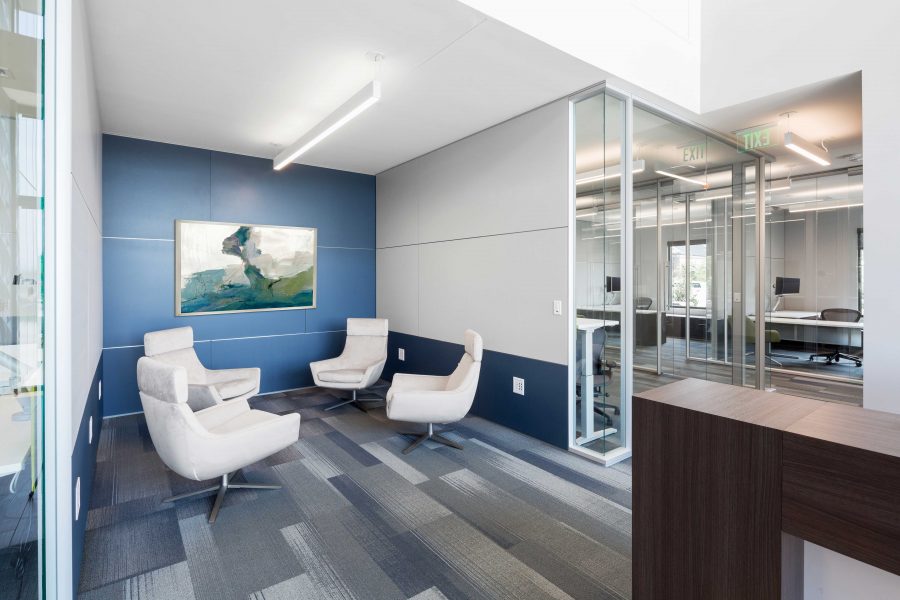 Interior view of waiting area at CGI Office Building in Little Rock, AR