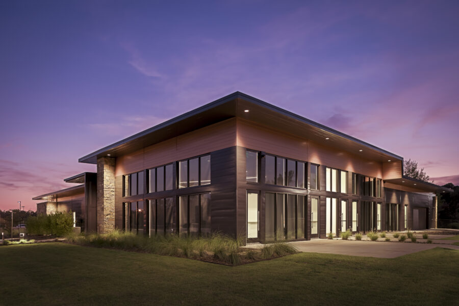 Exterior view of conference room at sunset in Little Rock, AR