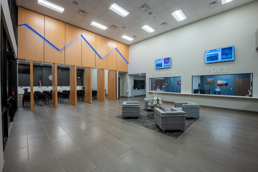 Interior view of police headquarters at Harrison Public Safety Building in Arkansas