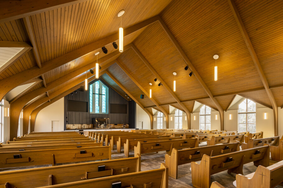 Side interior view of Fellowship Bible Church Midtown in Little Rock, AR