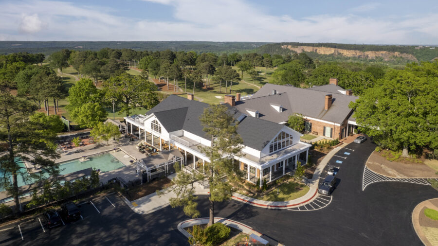 Aerial view of Country Club of Little Rock Commons Addition in Little Rock, Arkansas, designed by WDD Architects