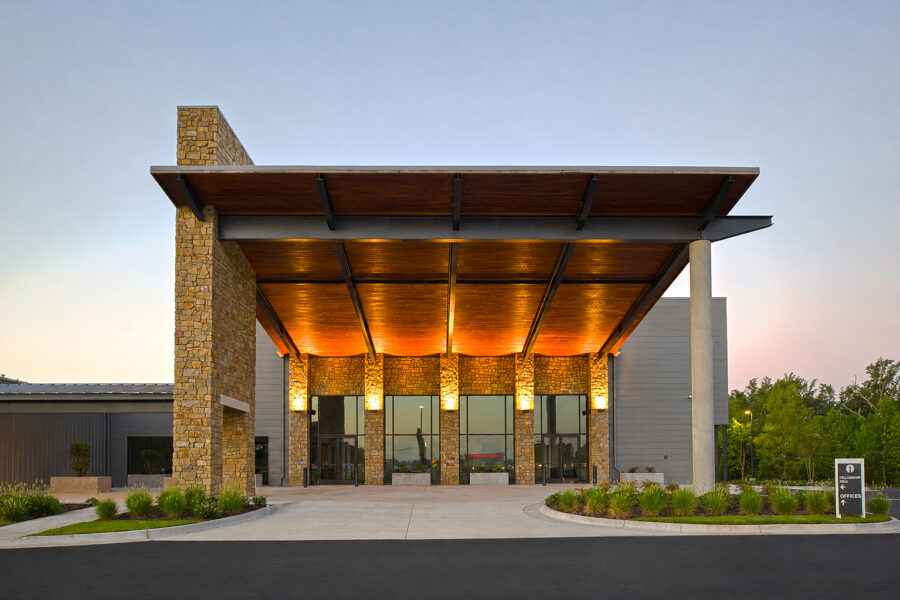 Entrance view of Fellowship Bible Church Cabot designed by WDD Architects