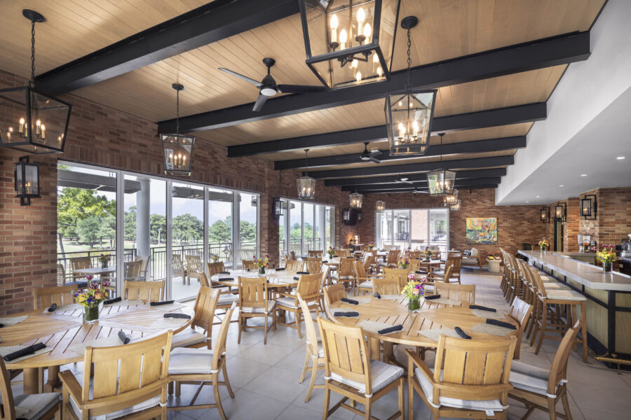 Renovated dining and social space at the Country Club of Little Rock Commons Addition