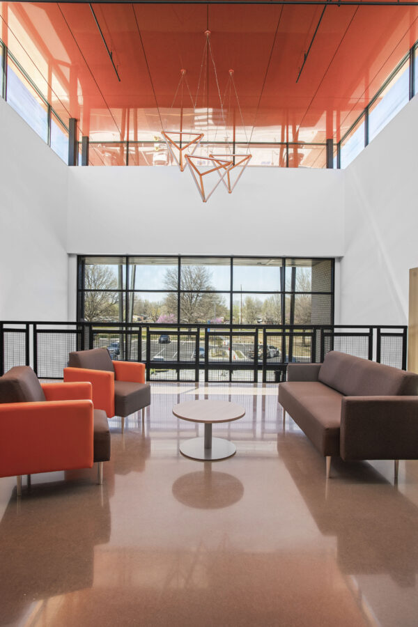interior view of contemporary student lounge and seating area at Southwest Junior High School